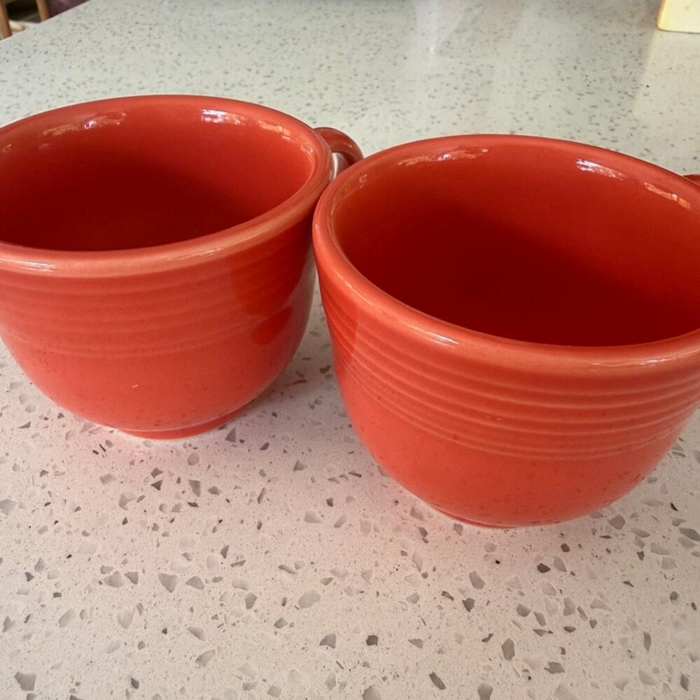 Vintage Fiestaware Persimmon Cups Set of 2 Retired Orange Retro Kitchen